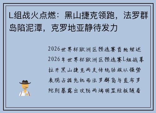 L组战火点燃：黑山捷克领跑，法罗群岛陷泥潭，克罗地亚静待发力​​